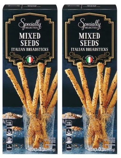 Specially Selected Italian Breadsticks Mixed Seeds. 4.4 oz (2 Boxes)