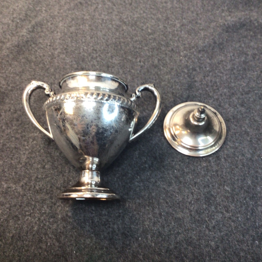 Silver On Copper Sugar Pot, Dish Beautiful Piece. Read Description