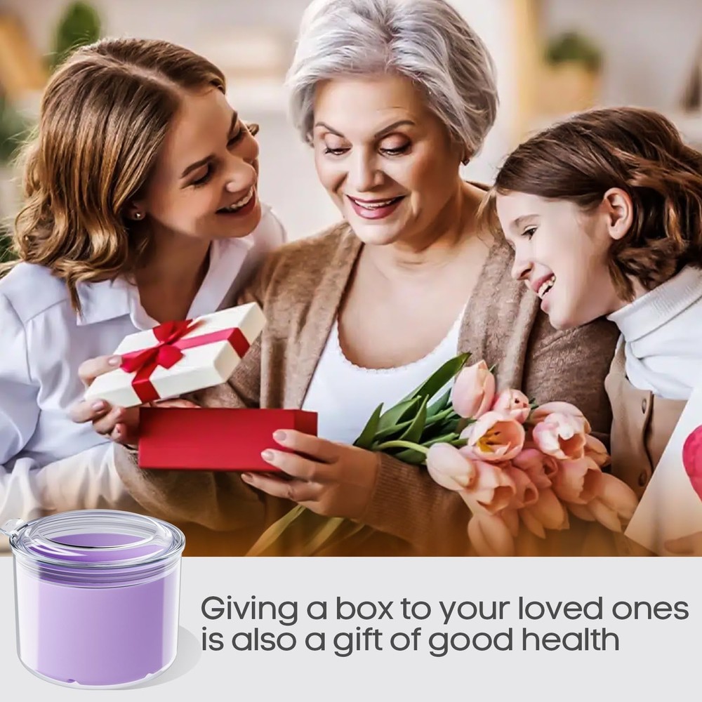 Denture Bath Cup with Cleaning Brush, Large Soaking Container Purple