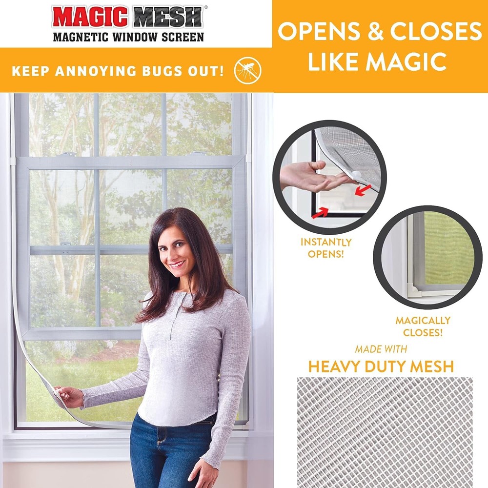 New Magic Mesh Magnetic Window Screen Replacement Screen Mesh DIY