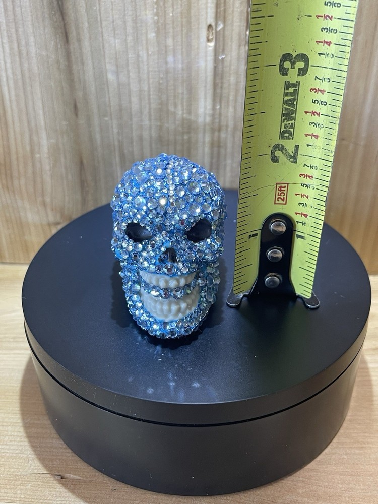 Blue Handmade Rhinestone 2.5” Skull