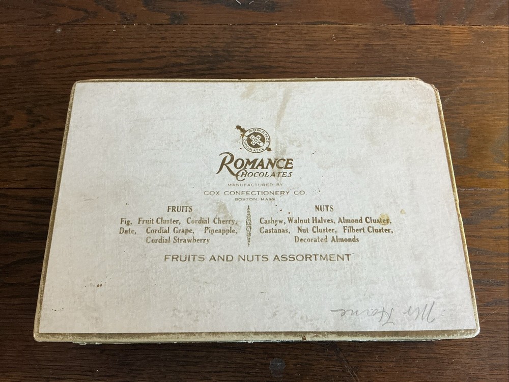 Vintage Romance Chocolate Covered Fruits & Nuts Empty Cardboard Box