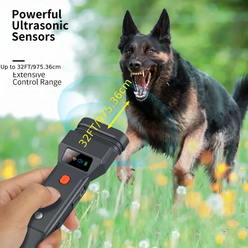 Ultrasonic Transmitter Dog Repeller-with Flashlight and Beeper, USB Charger