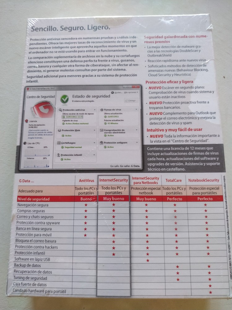 G Data Internet Security 2012 Android 1 Mobile + 1 Año Activation License Key AM