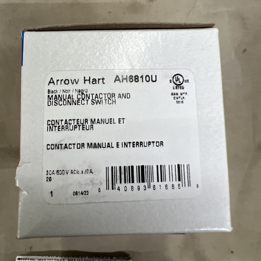 Eaton - Arrow Hart - AH6810U - 30A 2-Pole Manual Motor Controller