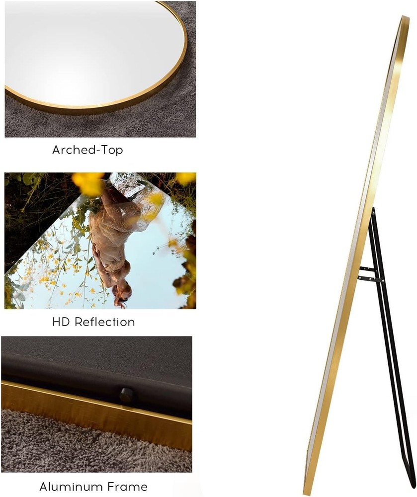 Arched Mirror - Full Length, Standing or Wall Mounted, 58"18", Aluminum Frame...