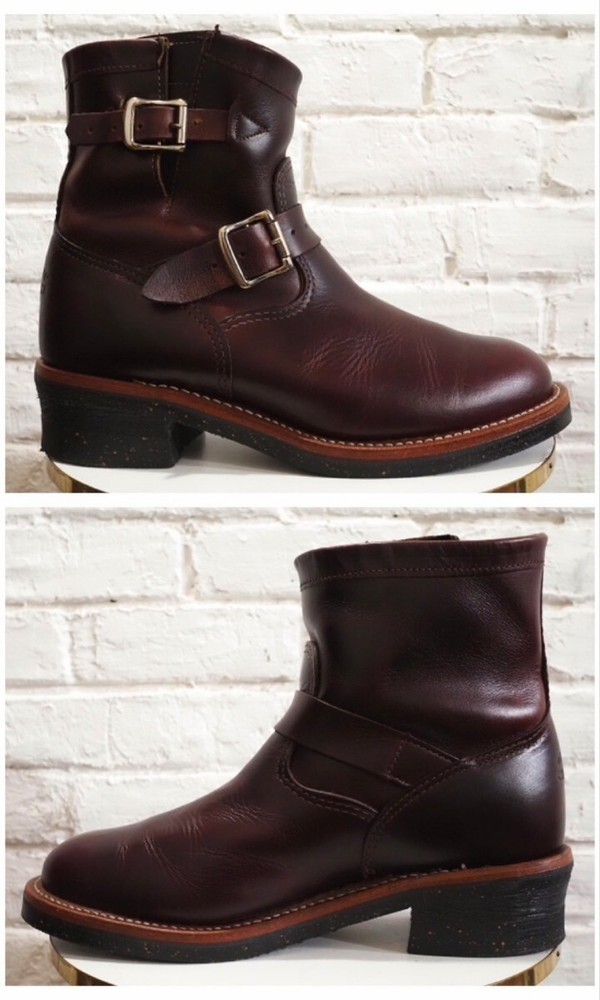 Chippewa Boots Leather Burgundy Short Engineer Boots Size 9E