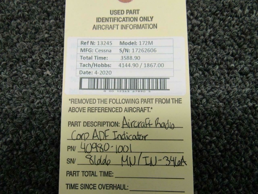 40980-1001 ARC IN-346A Automatic Direction Finder Indicator