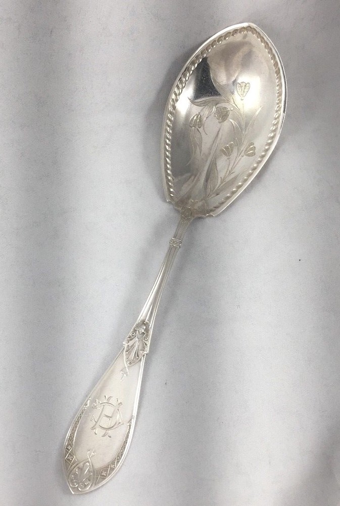 Great Sterling Brite Cut Serving Spoon-9" Mono HG