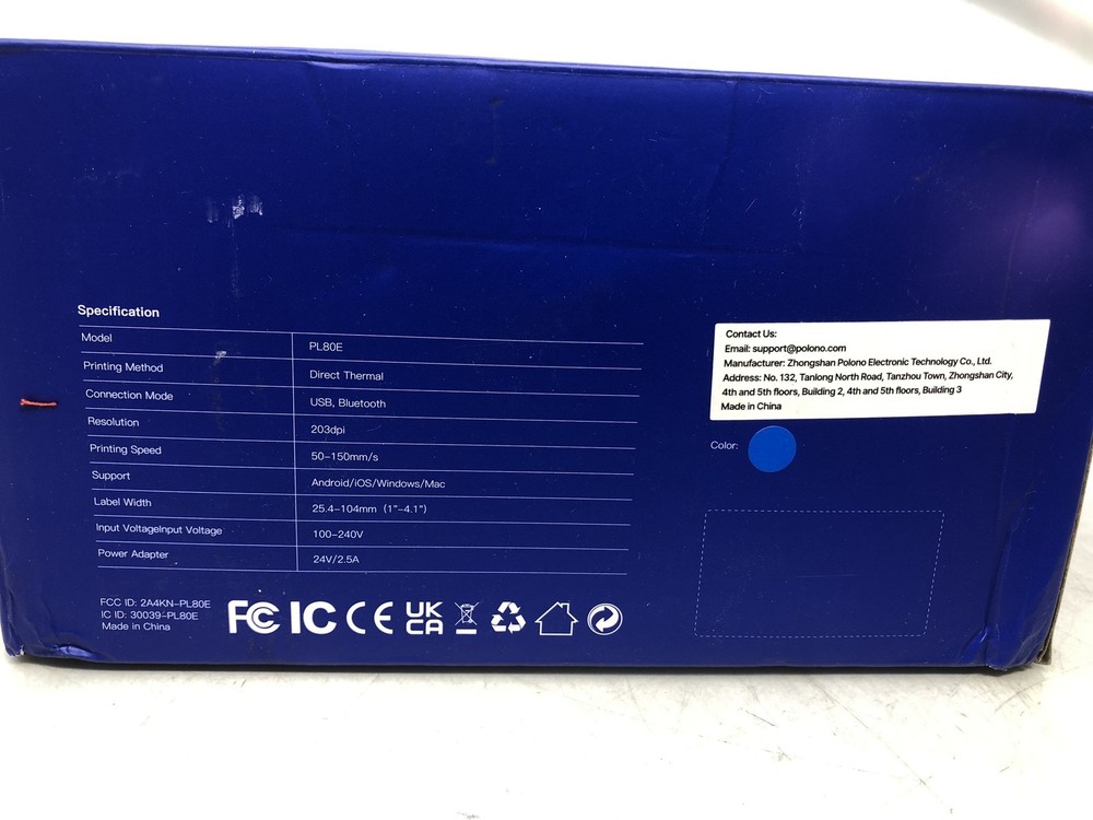 Polono PL80E Bluetooth Thermal Label Printer 203dpi Direct Thermal