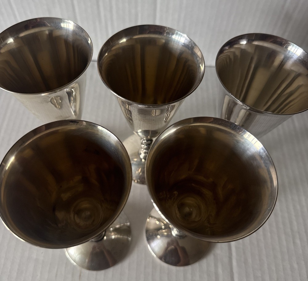 Vintage Set Of 5 Silver Plated stemware