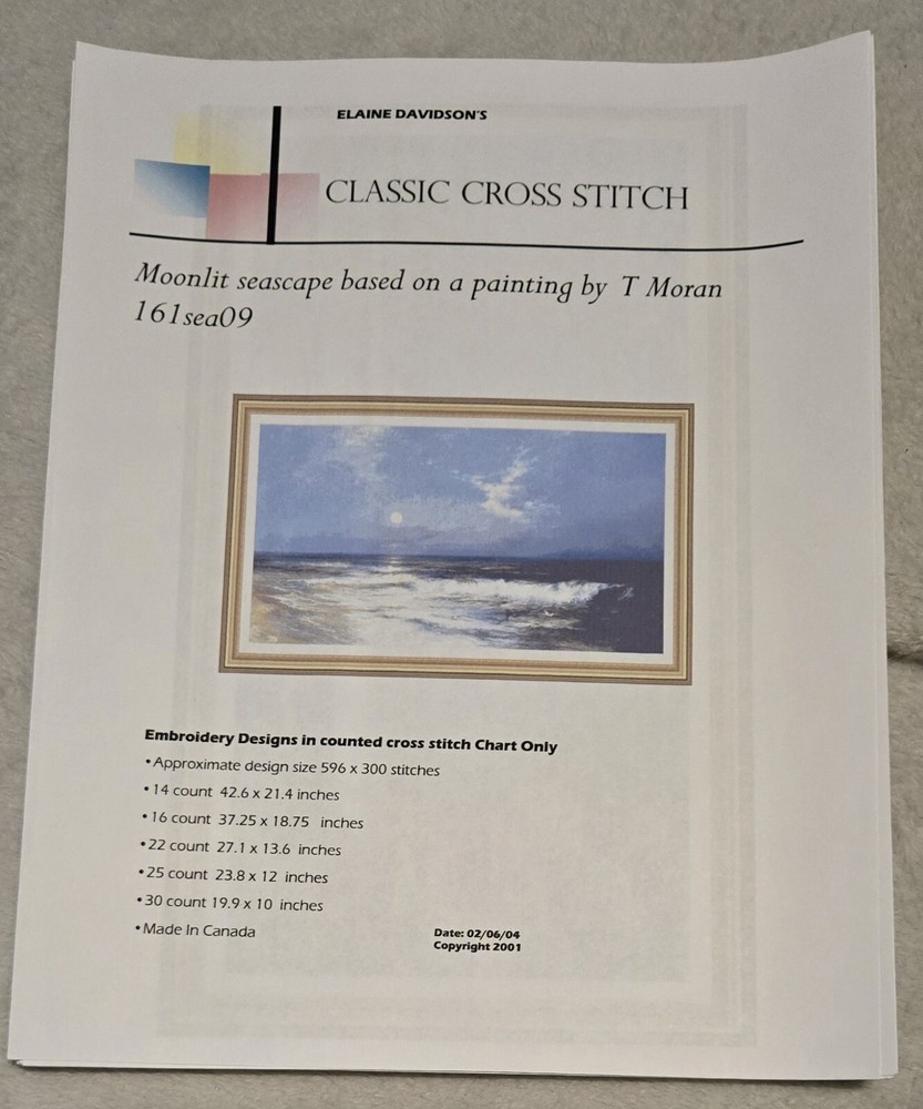Classic Cross Stitch Pattern  Moonlit Seascape