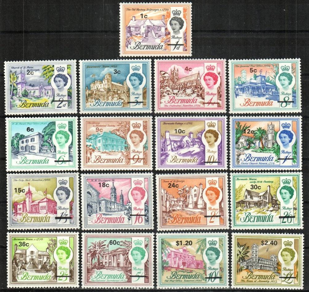 Bermuda Stamp 238-254  - Buildings issue surcharged