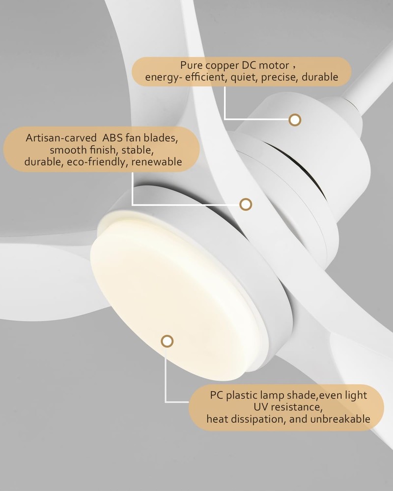 Forrovenco 52 Inch Ceiling Fan Model QX-15 Remote Light Timer