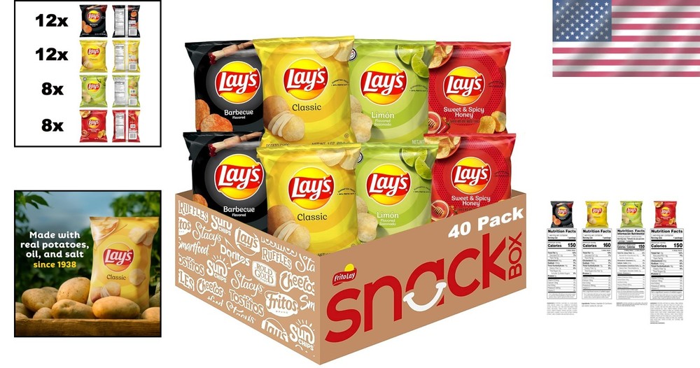 Brand New Potato Chips Variety Pack 40 Count