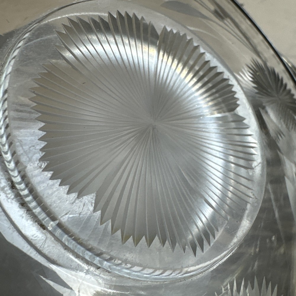 Webster Antique Sterling Silver Cut Glass Basket Candy Dish Folding Handle 5"