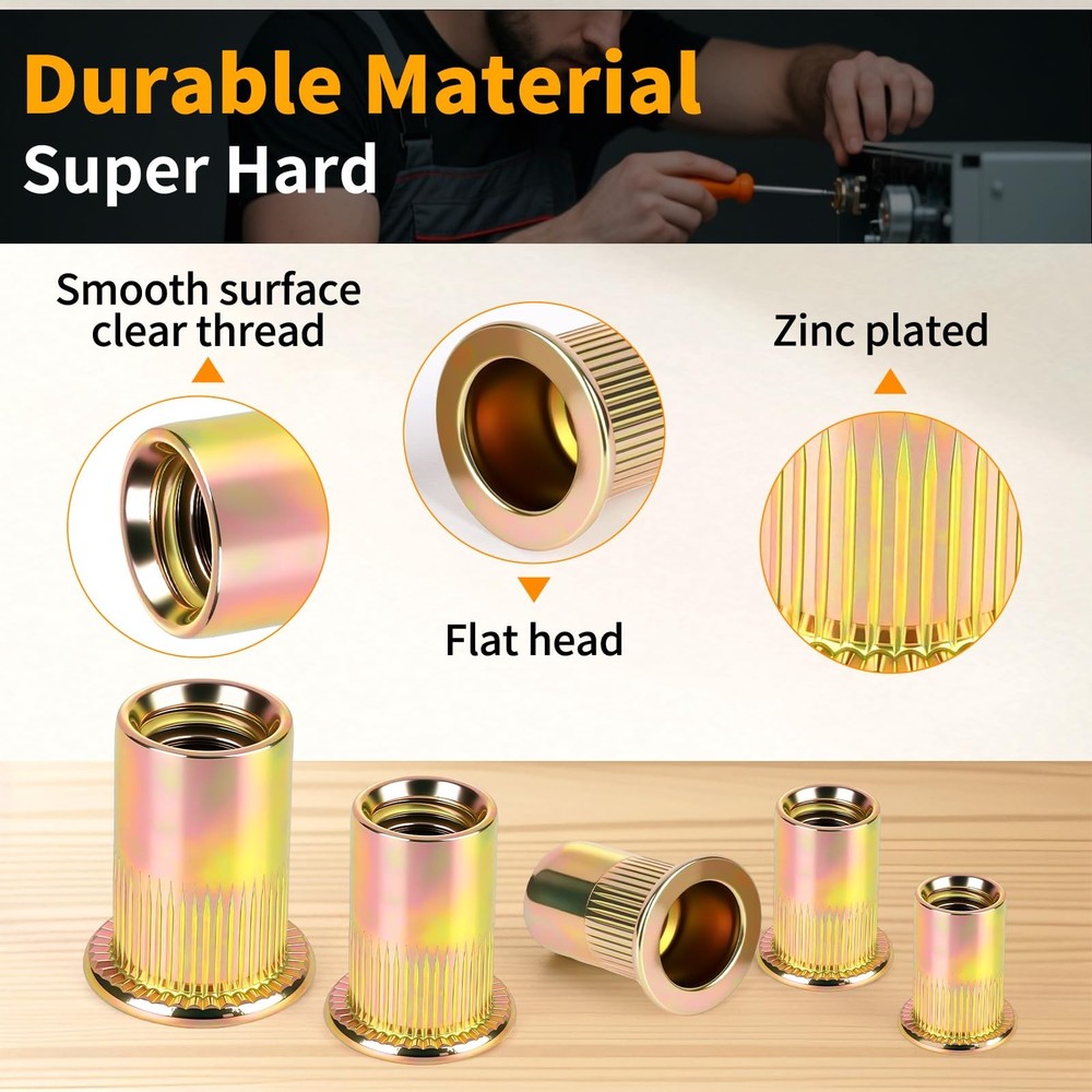 200PCS Metric Rivet Nut Kit M3 M4 M5 M6 M8 Rivnut Threaded Insert Assortment
