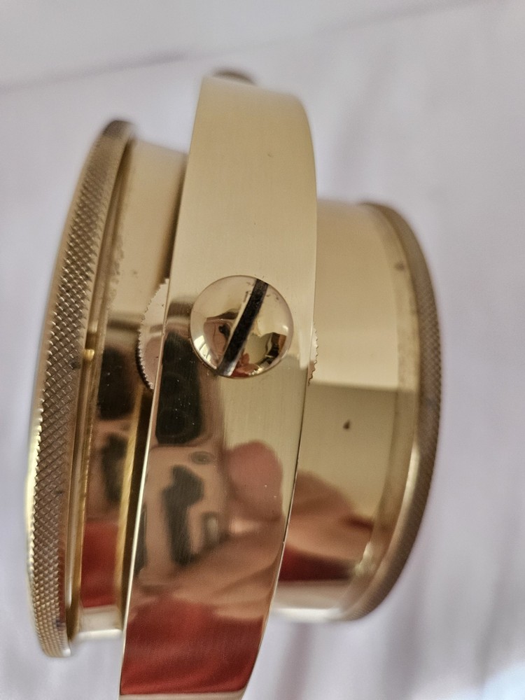 Solid Brass Ships Clock RARE Gimbal base, Bell Clock Company Quartz movement