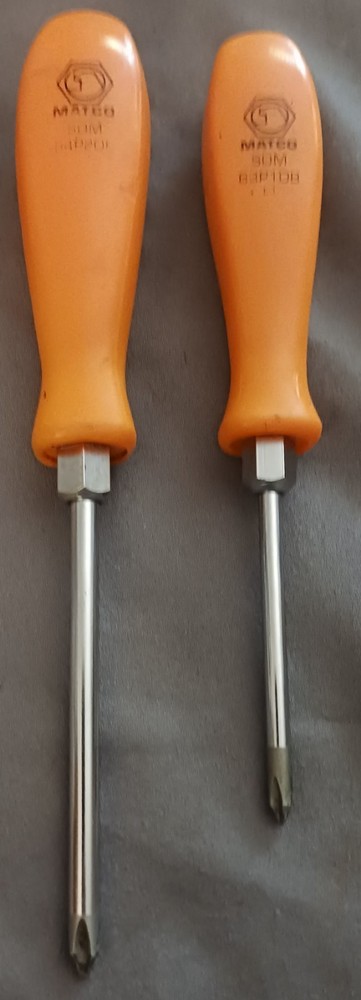 Vintage Matco Tools 8pc Orange Hard Handle Screwdriver Set SDM