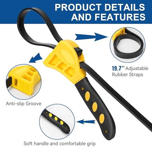 Adjustable Rubber Strap Wrench | Designed for Countertop Water Filter | Medium