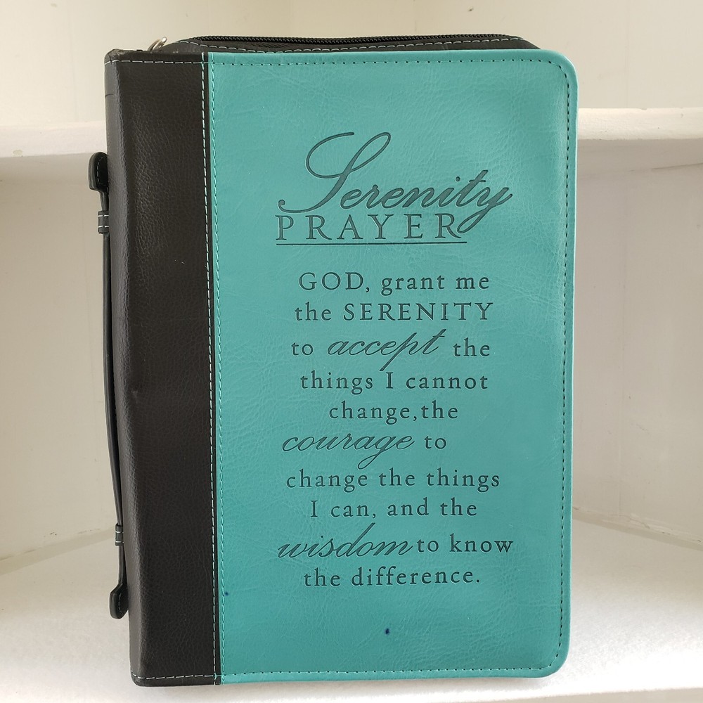 Serenity Prayer Black Bible Carry Case Zip Around Sermon Notes Spiral Notebook