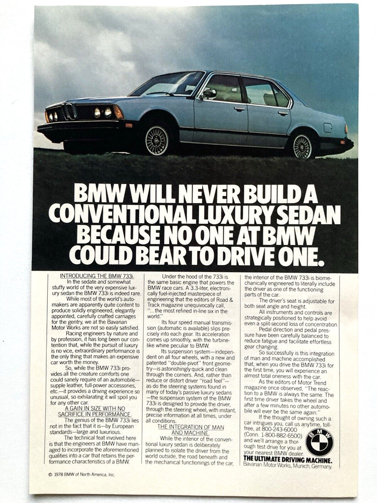 1978 BMW 733i  Print Ad