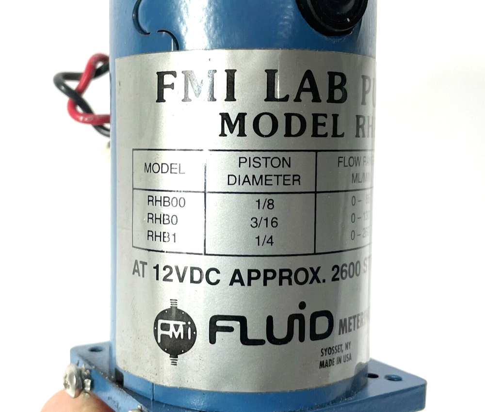 FMI LAB VACUUM PUMP Model RHB 12VDC 12 Volt 0-65mL/min 100PSIG Optical Encoder