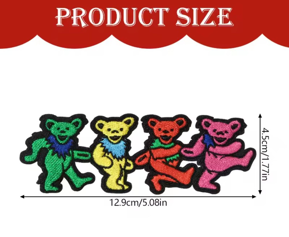 Grateful Dead Patch iron on Dancing Bears patch Embroidered