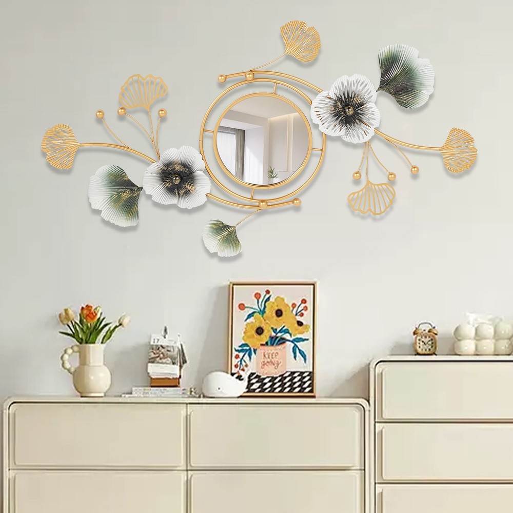 Wall Mirror Silver Ginkgo Leaf , Modern Wall Decoration, Wall Mirror Decoration