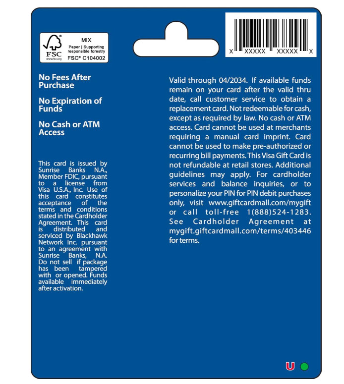 Visa Physical Gift Card $200 (plus $6.95 Purchase Fee)