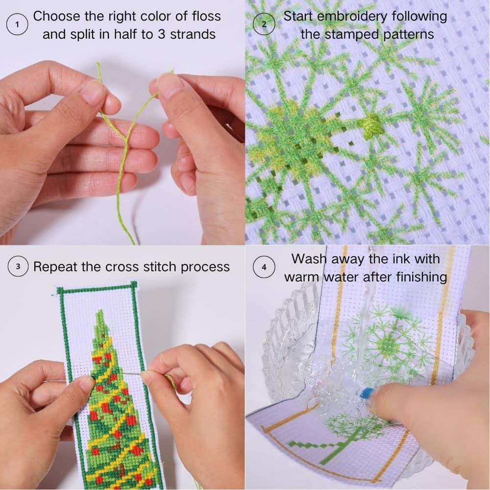 FREEBLOSS 6 Set Cross Stitch Bookmark Kit Scenery Pattern Small, Landscape