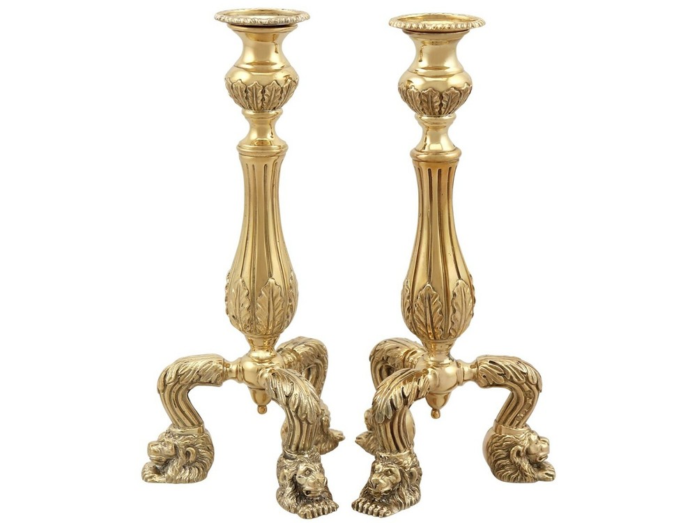 Sterling Silver Gilt Candlesticks Vintage 1966