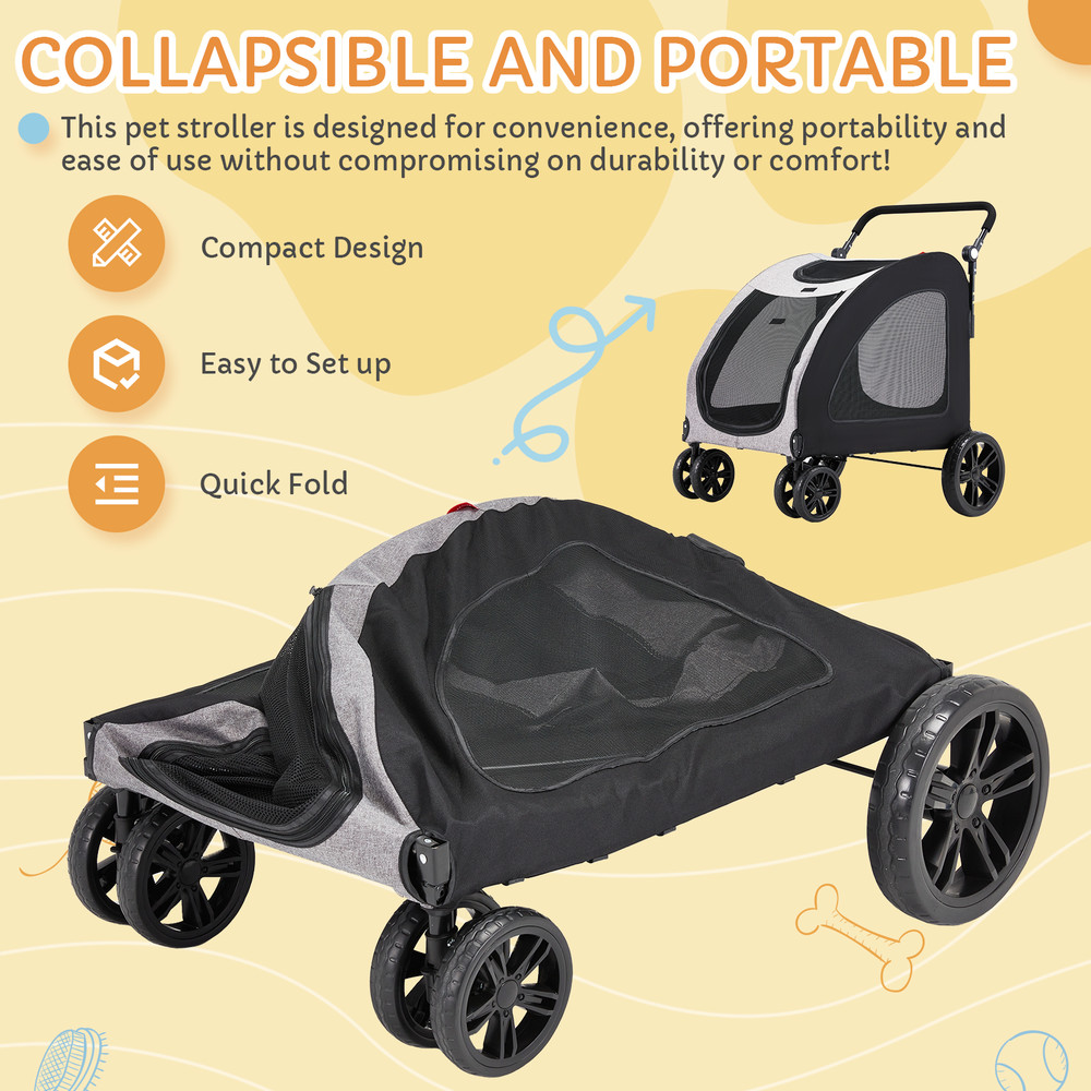 Danrelax Large Pet Stroller for Large/Medium Dogs, 77 lb Capacity