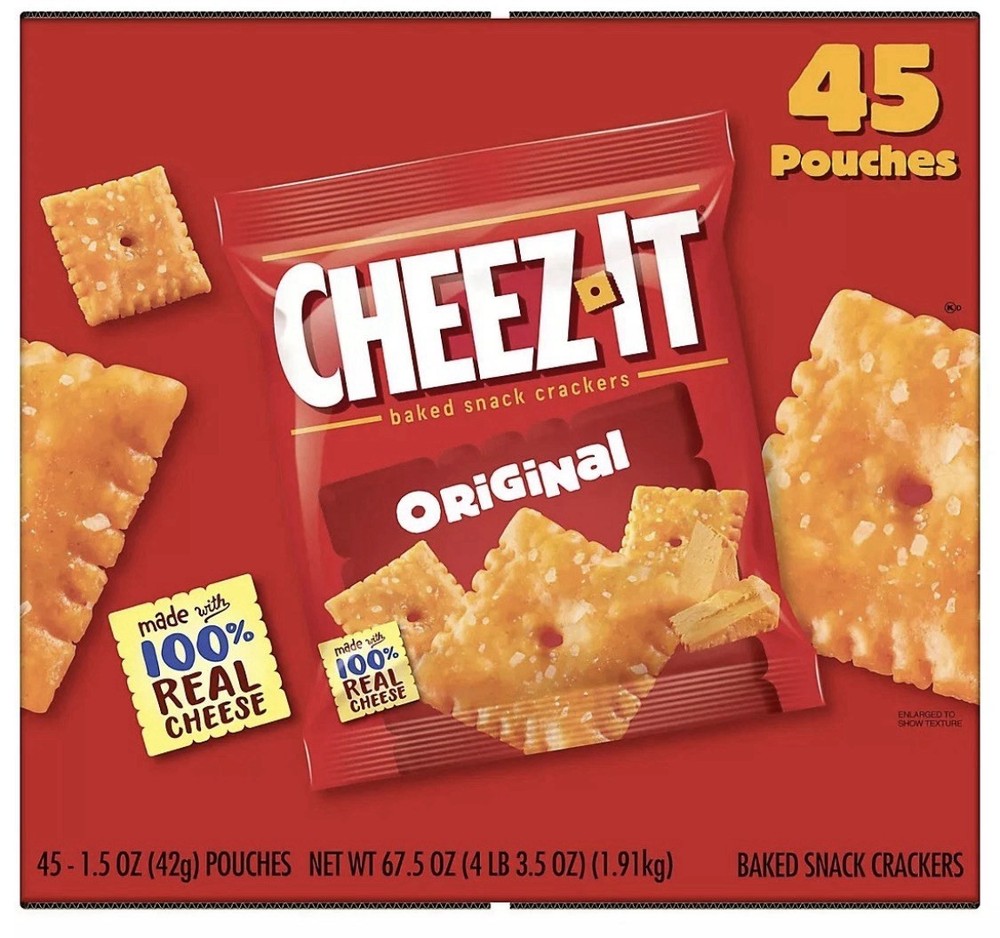CHEEZ-IT Original Baked Snack Crackers, 1.5 oz, 45 Pack