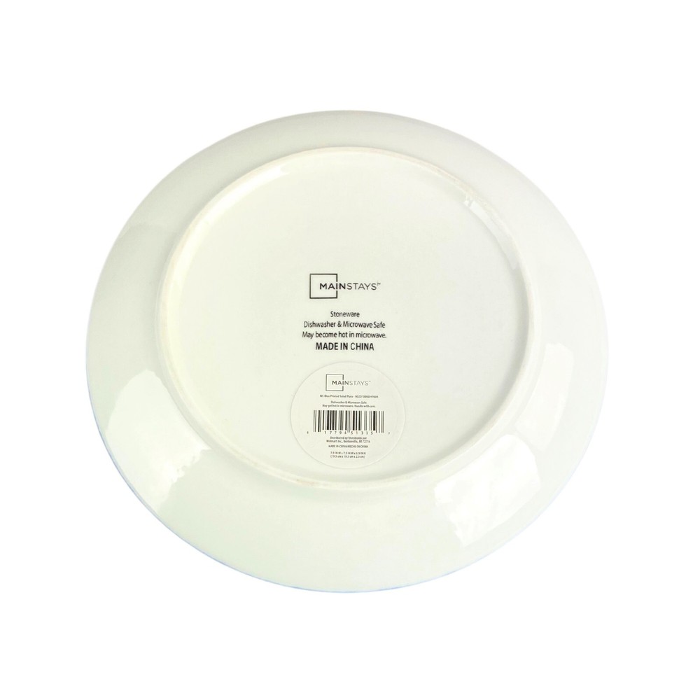 Mainstays Modern Blue and White Pattern Stoneware Salad Plate Replacement 7.5”