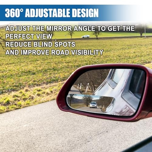 Car Blind Spot Mirror, Adjustable Frameless HD Convex Rearview Side Rectangular