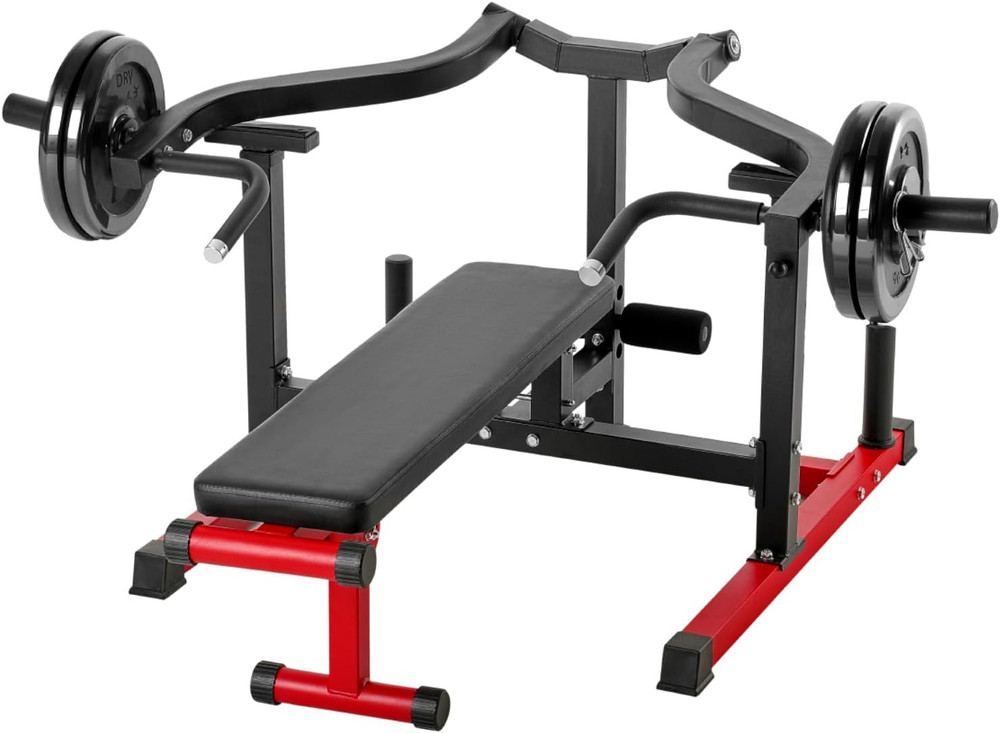 Chest Press Machine, Bench Press Set, Adjustable Flat Incline Bench with Indepen
