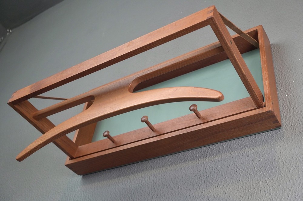 Mid Century Danish Modern Hoff & Ostergaard Teak Wood Wall Rack Valet