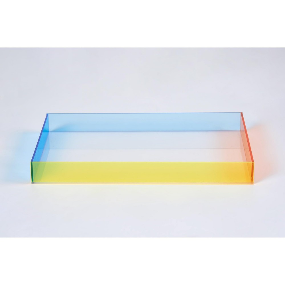 Acrylic Serving Tray,Blue, Yellow & Orange Gradient, Rectangular Colorful Dec...