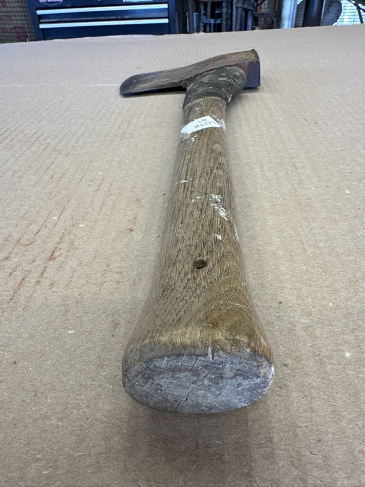 Vintage Unmarked As Found Camp Axe With Wood Handle 19”
