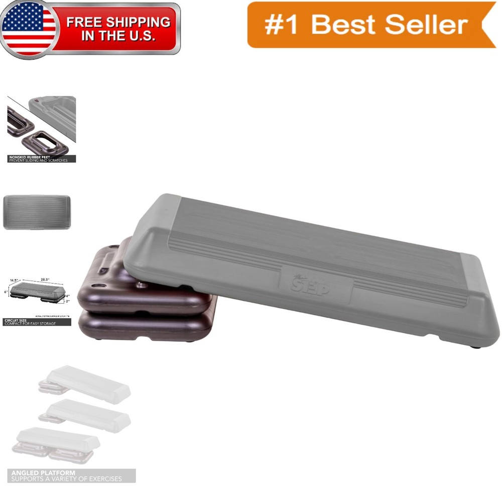 Adjustable Circuit Size Aerobic Step Platform with 2 Risers for Home Workouts