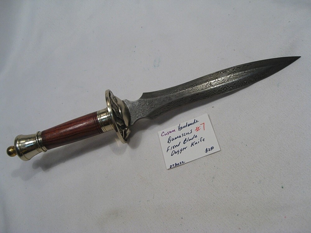 CUSTOM Handmade Damascus Fixed Blade Dagger Knife.  #7