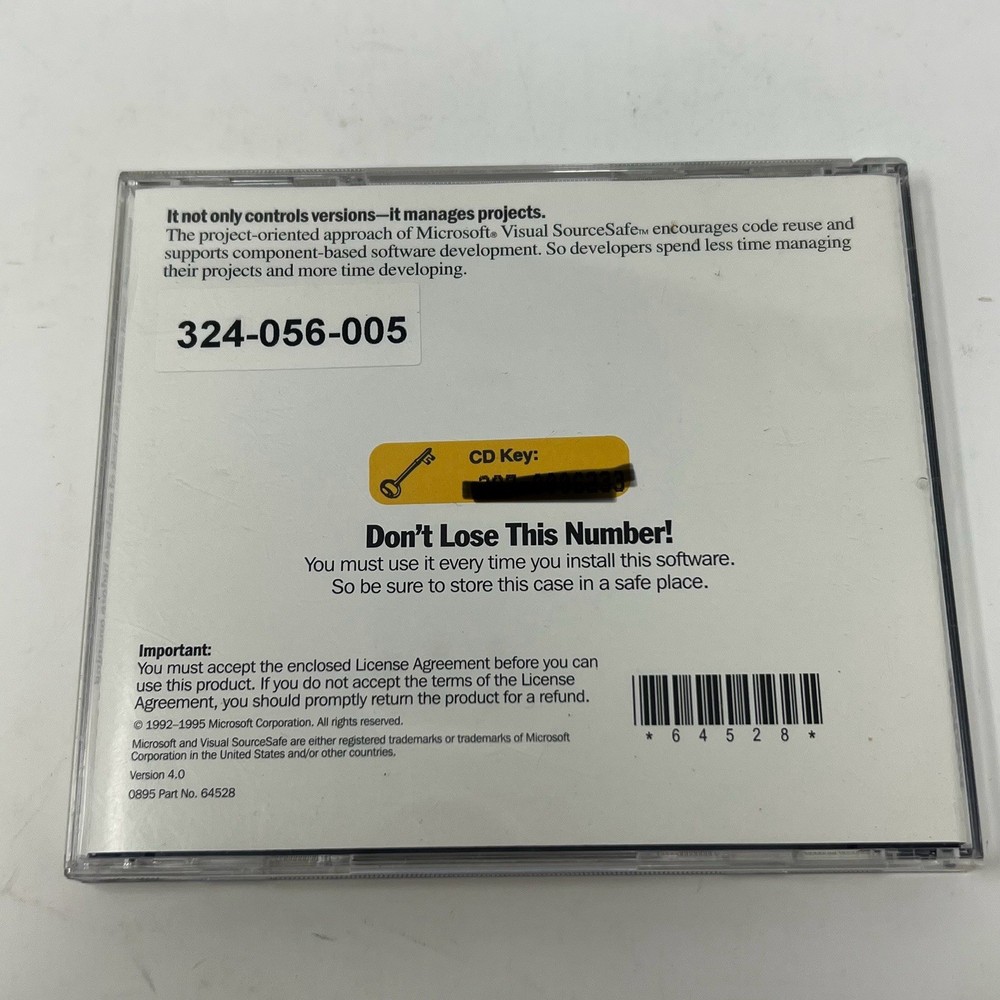 Microsoft Visual SourceSafe 6.0 For Windows w/ CD Key