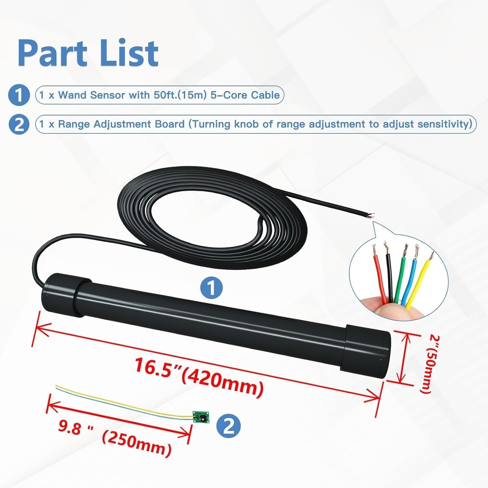 Gate Opener Exit Wand - Automatic Driveway Car Detector, Easy Install