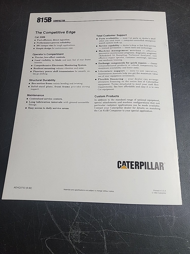 Caterpillar 815B Compactor Brochure