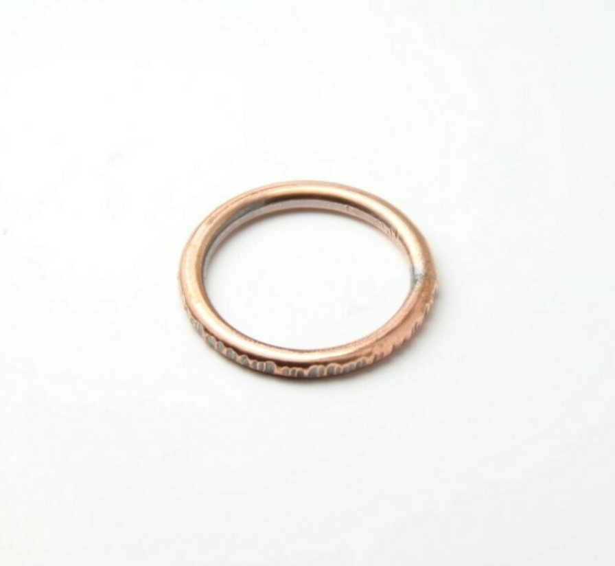 Copper Ring Stackable Hammered Rings band Size 3.5 Promise Ring Unisex thin 2mm