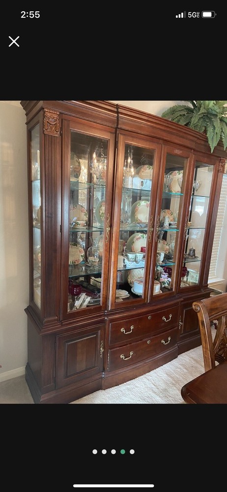 formal dining table set and cabinet