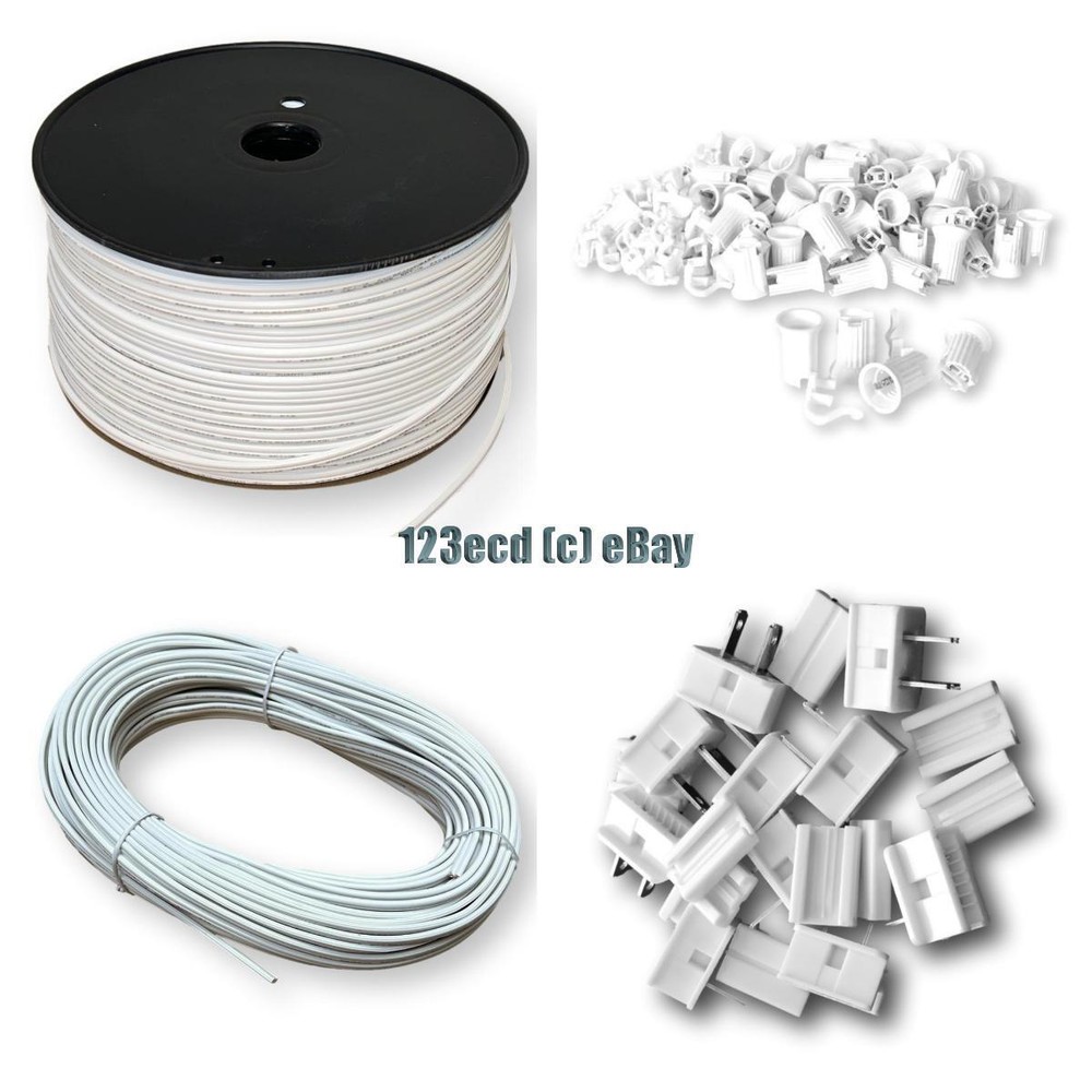 White Spt1 Wire - C7 C9 Replacement Sockets - Spt1 Zip plugs