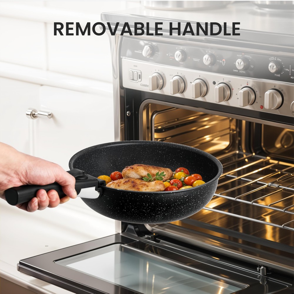 Black Granite Nonstick Cookware Set - 10-Piece, Induction Ready