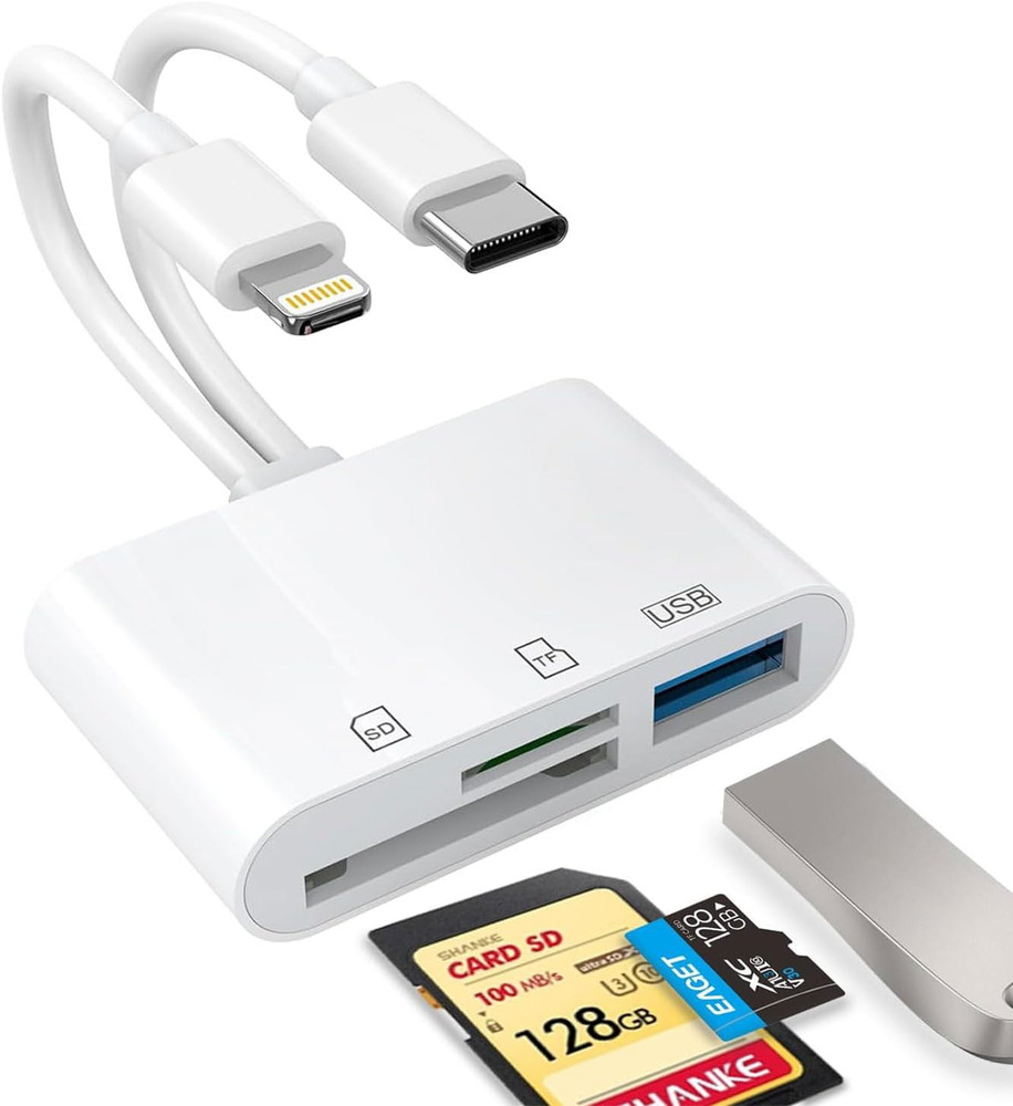 USB C Dual Slot Card Reader SD TF USB 5Gbps Data Transfer OTG Adapter